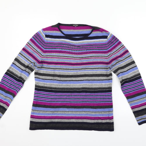 Gerry Weber Womens Blue Striped  Pullover Jumper Size M