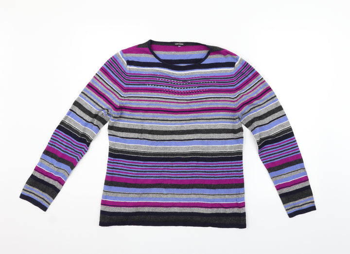 Gerry Weber Womens Blue Striped Pullover Jumper Size M