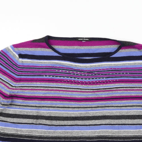 Gerry Weber Womens Blue Striped  Pullover Jumper Size M