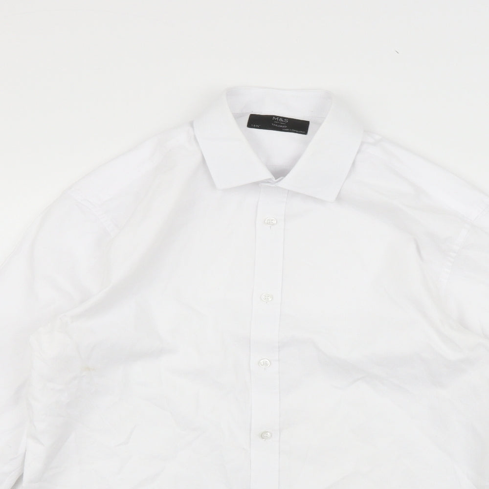 Marks and Spencer Mens Silver Houndstooth   Button-Up Size 15.5