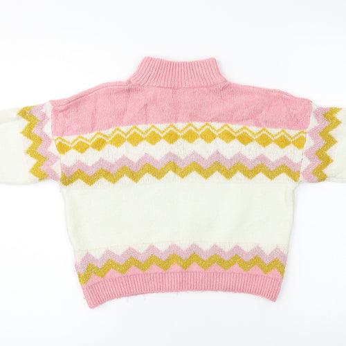 Marks and Spencer  Girls Pink Striped  Pullover Jumper Size 8-9 Years