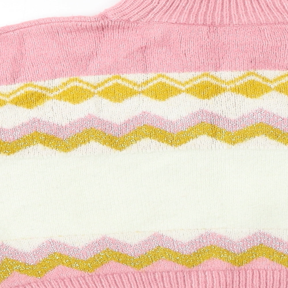 Marks and Spencer  Girls Pink Striped  Pullover Jumper Size 8-9 Years