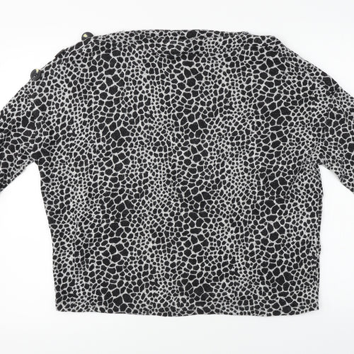 Dorothy Perkins  Womens Black Animal Print  Pullover Jumper Size 12
