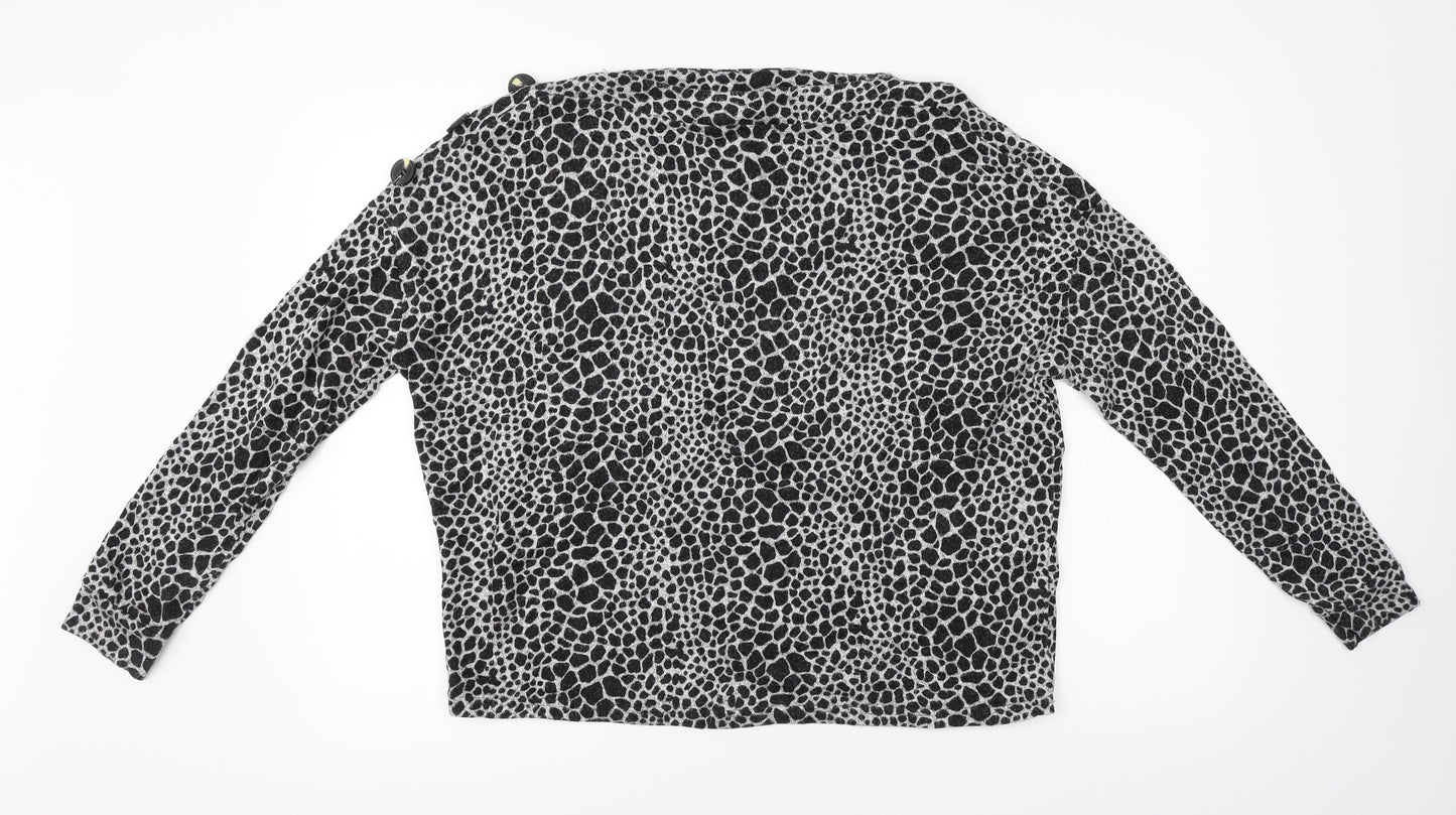 Dorothy Perkins  Womens Black Animal Print  Pullover Jumper Size 12