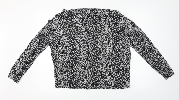 Dorothy Perkins  Womens Black Animal Print  Pullover Jumper Size 12