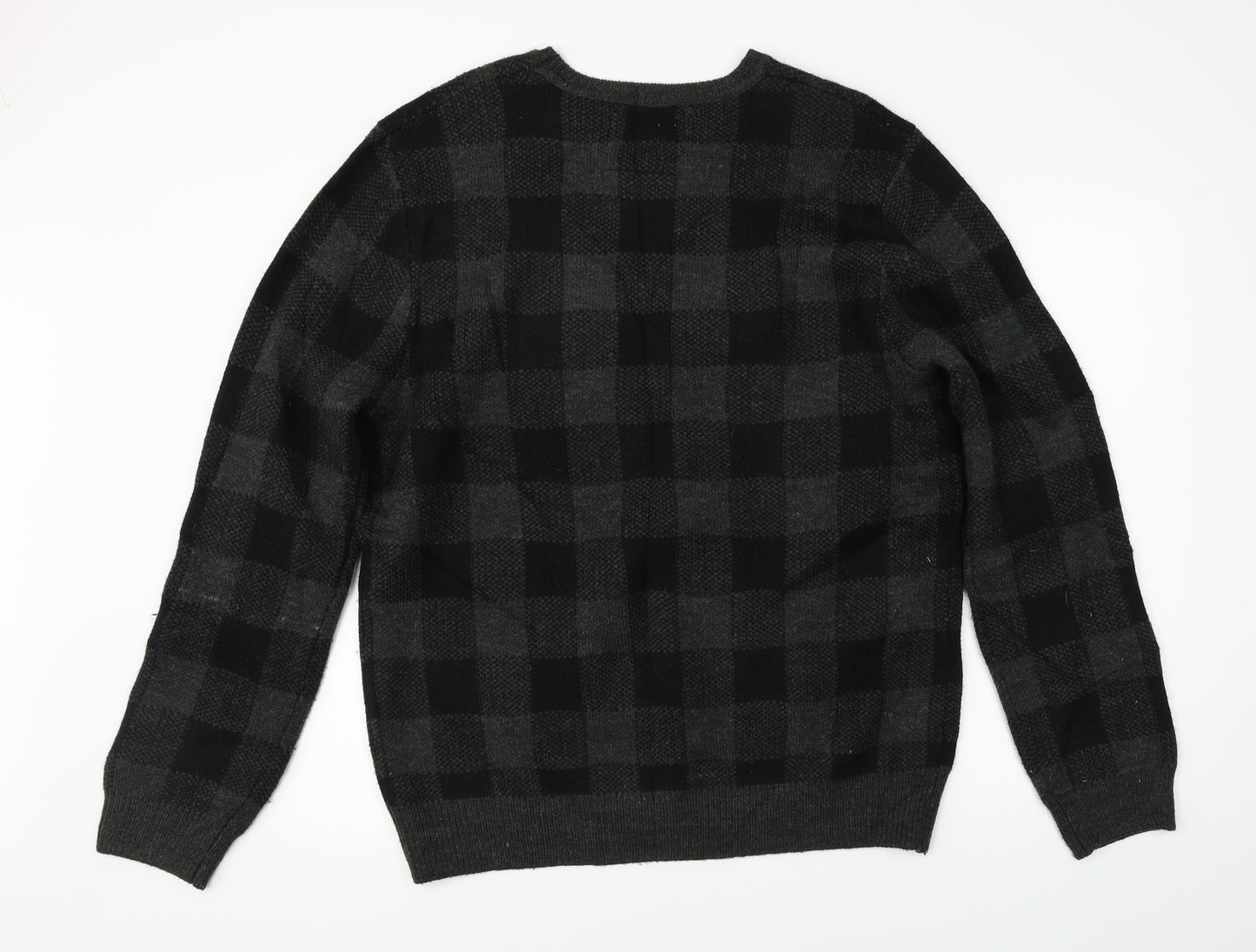 Red Herring  Mens Green Check  Pullover Jumper Size L