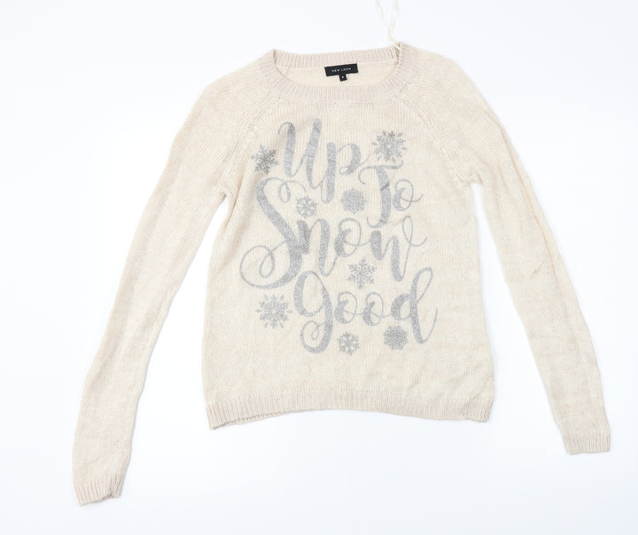 New Look Womens Beige Pullover Jumper Size 6