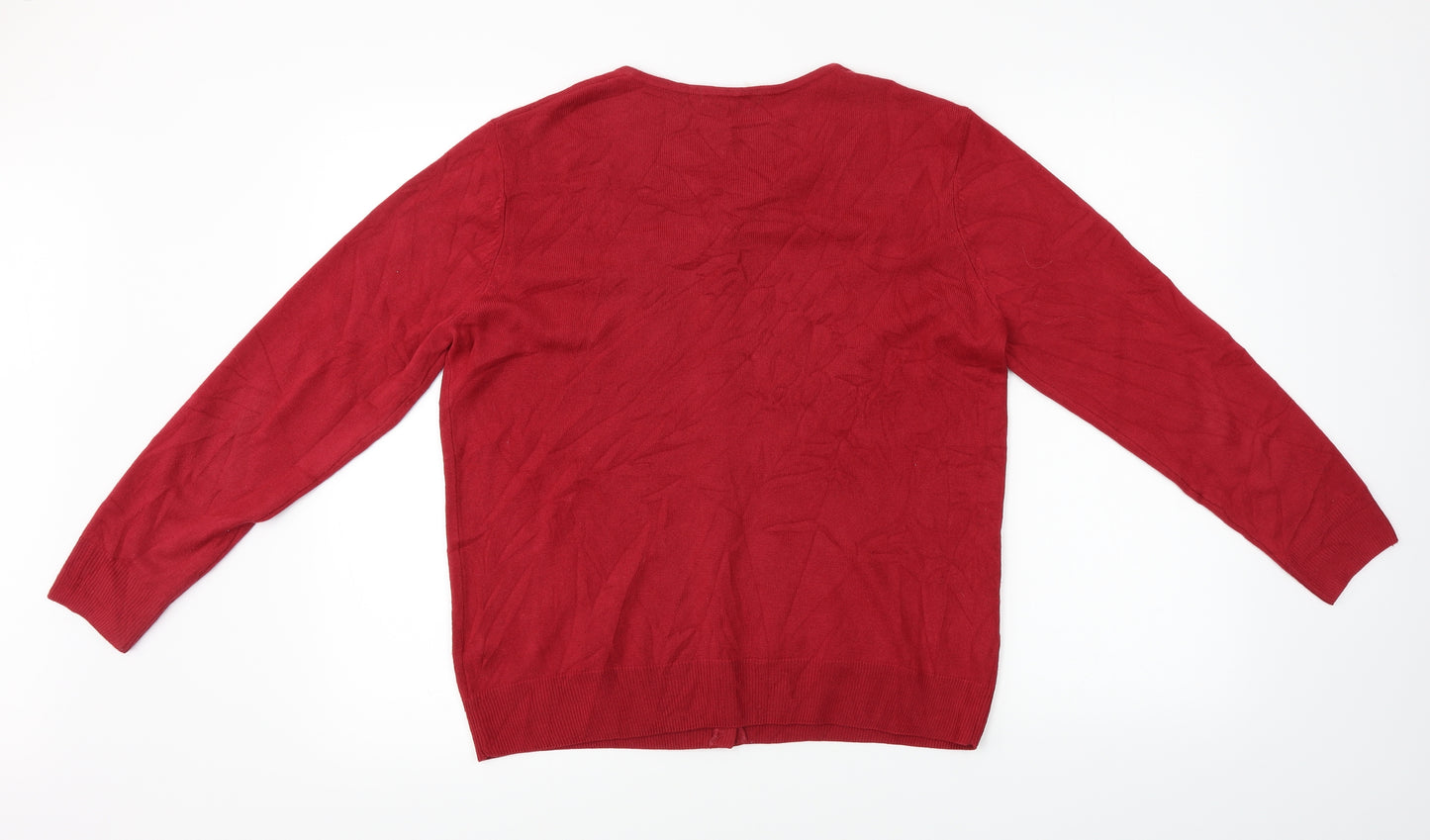 Marks and Spencer  Womens Red Floral  Cardigan Jumper Size 16