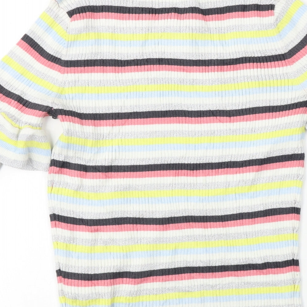 H&M  Womens White Striped  Pullover Jumper Size M