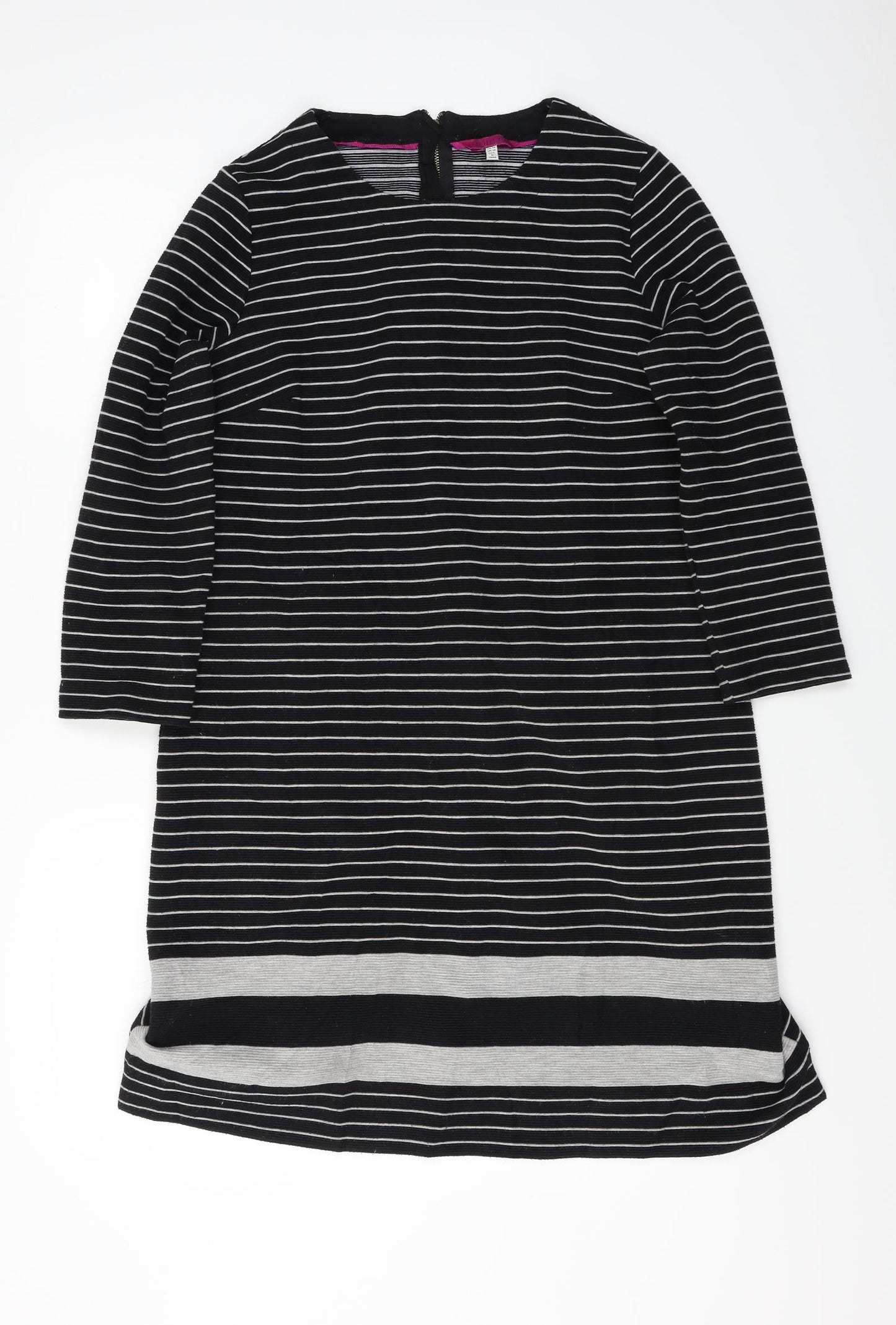 Joules  Womens Black Striped  Basic T-Shirt Size 14