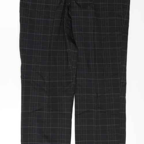 Dunlop  Womens Black Check  Trousers  Size 34 in L30 in