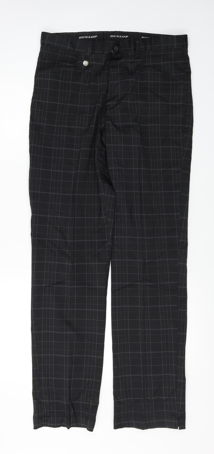 Dunlop Womens Black Check Trousers Size 34 in L30 in