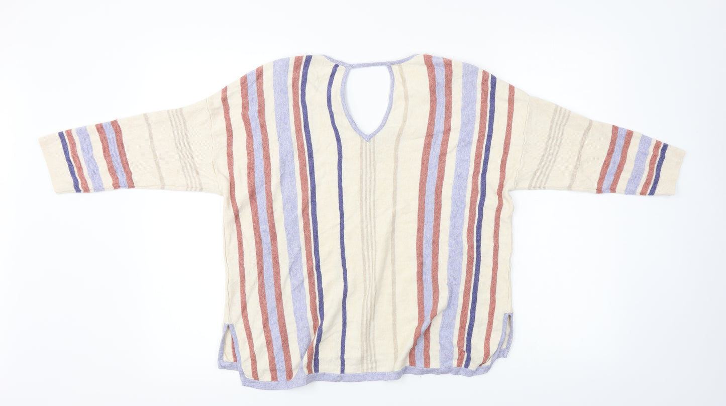 Marks and Spencer  Womens Beige Striped  Basic T-Shirt Size 18