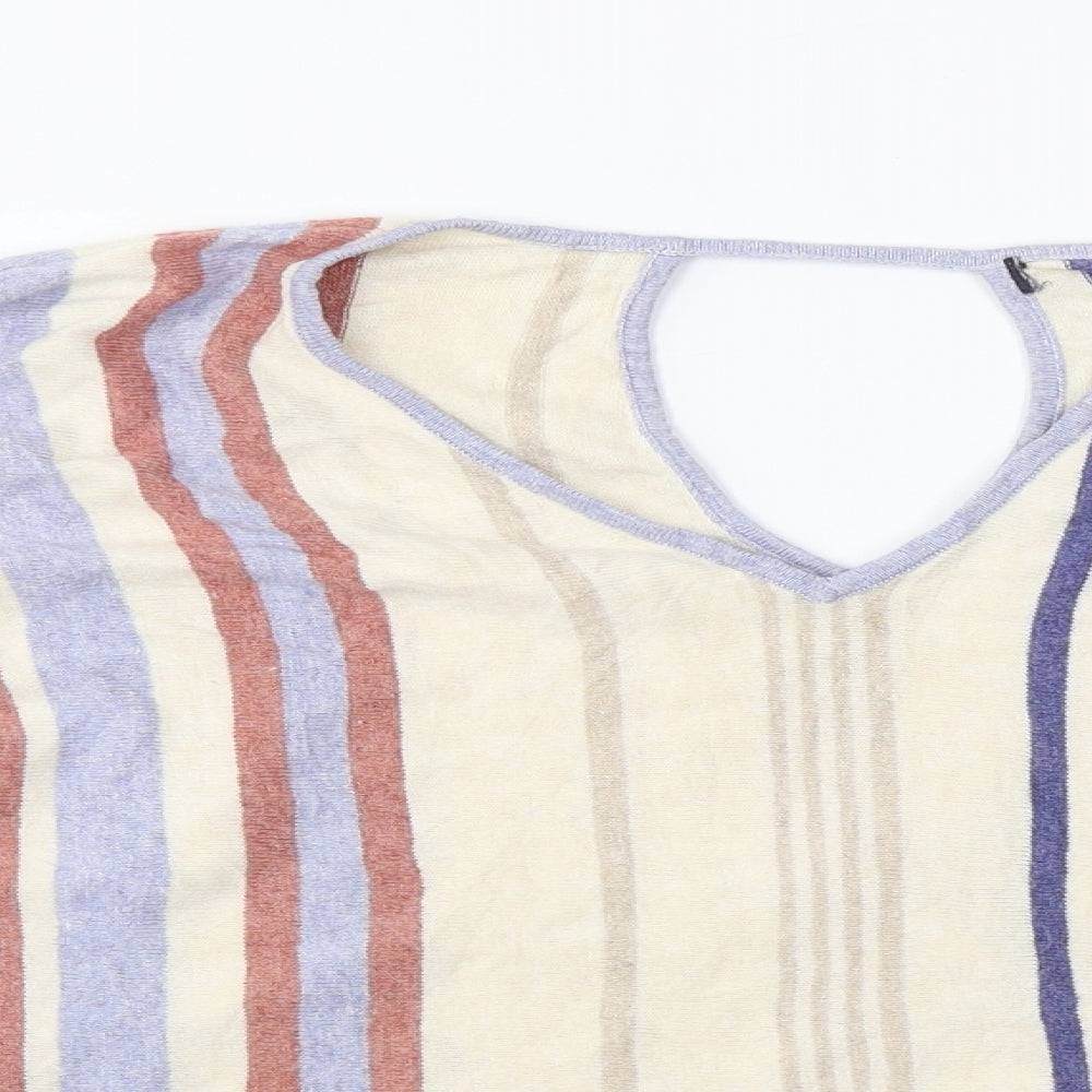 Marks and Spencer  Womens Beige Striped  Basic T-Shirt Size 18