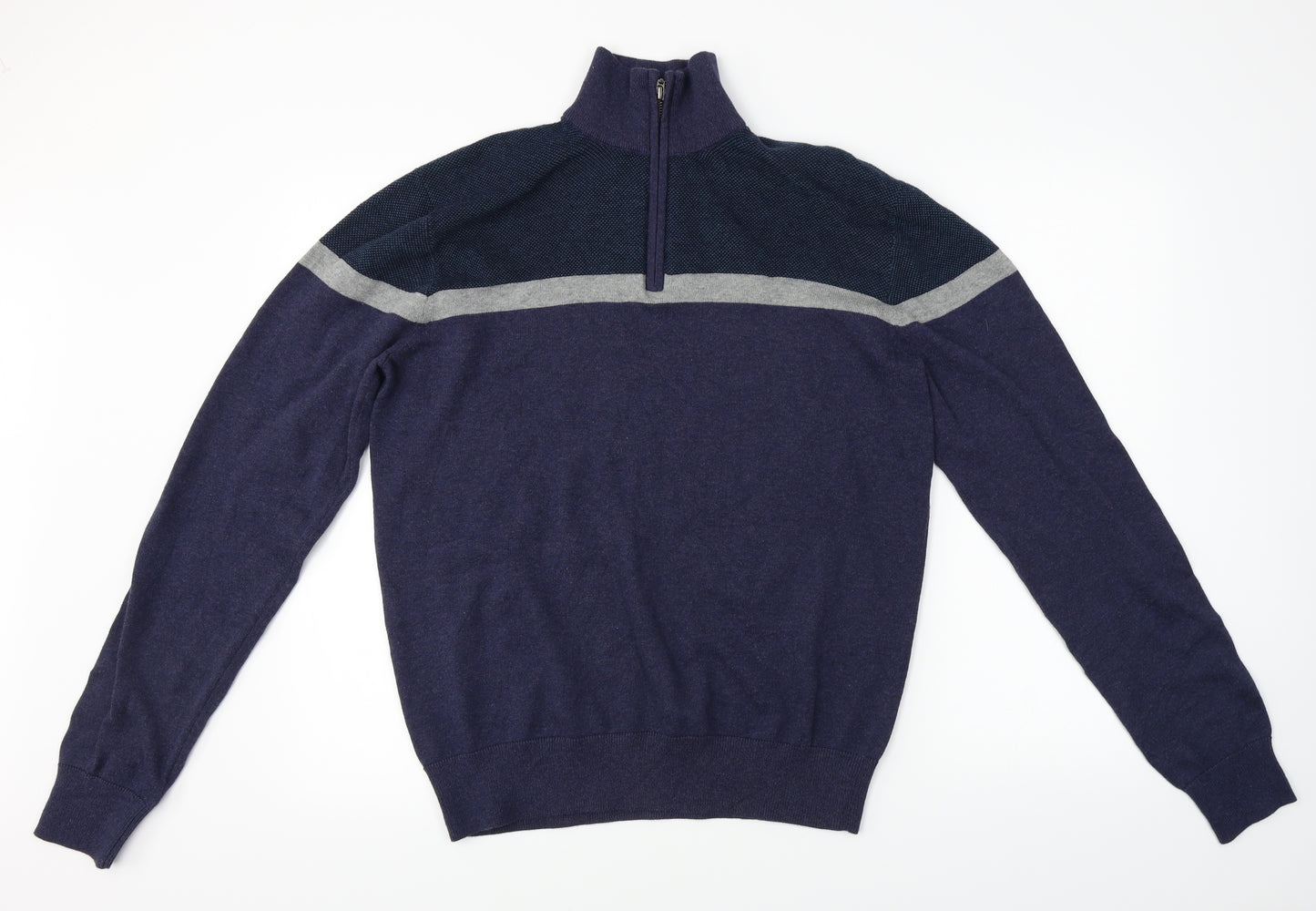 TU Mens Blue   Henley Jumper Size M