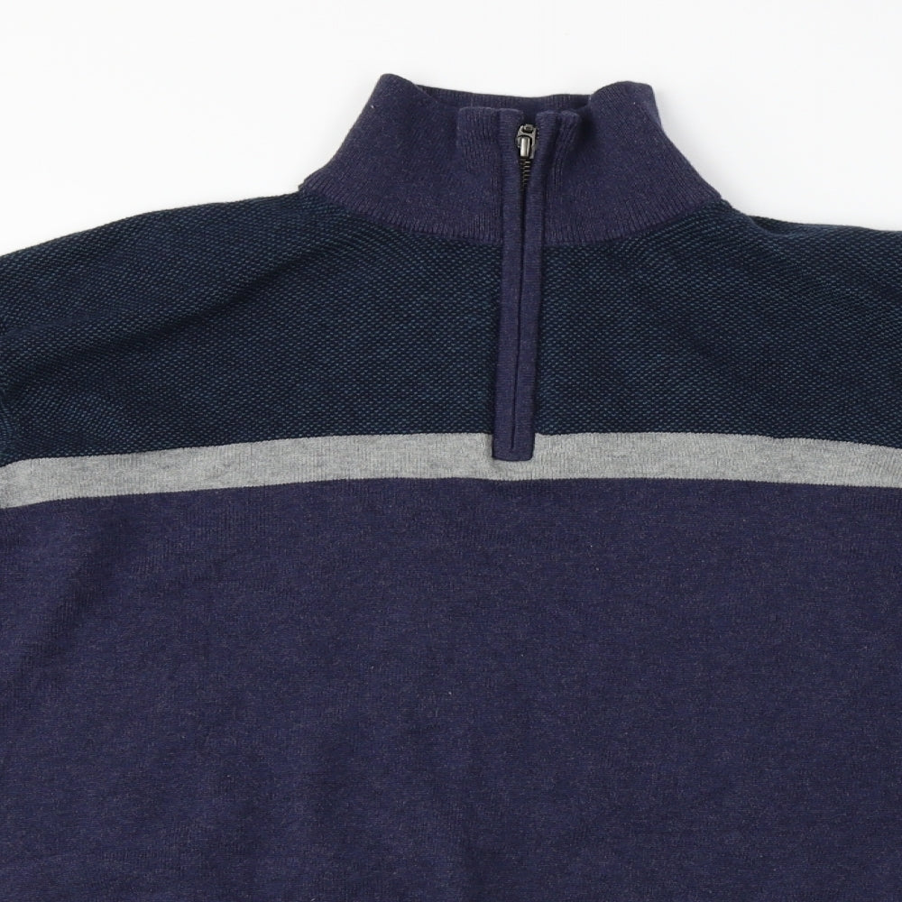 TU Mens Blue   Henley Jumper Size M