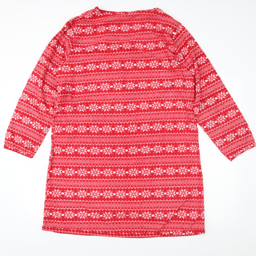 E-vie Womens Red Fair Isle Fleece  Nightshirt Size 18