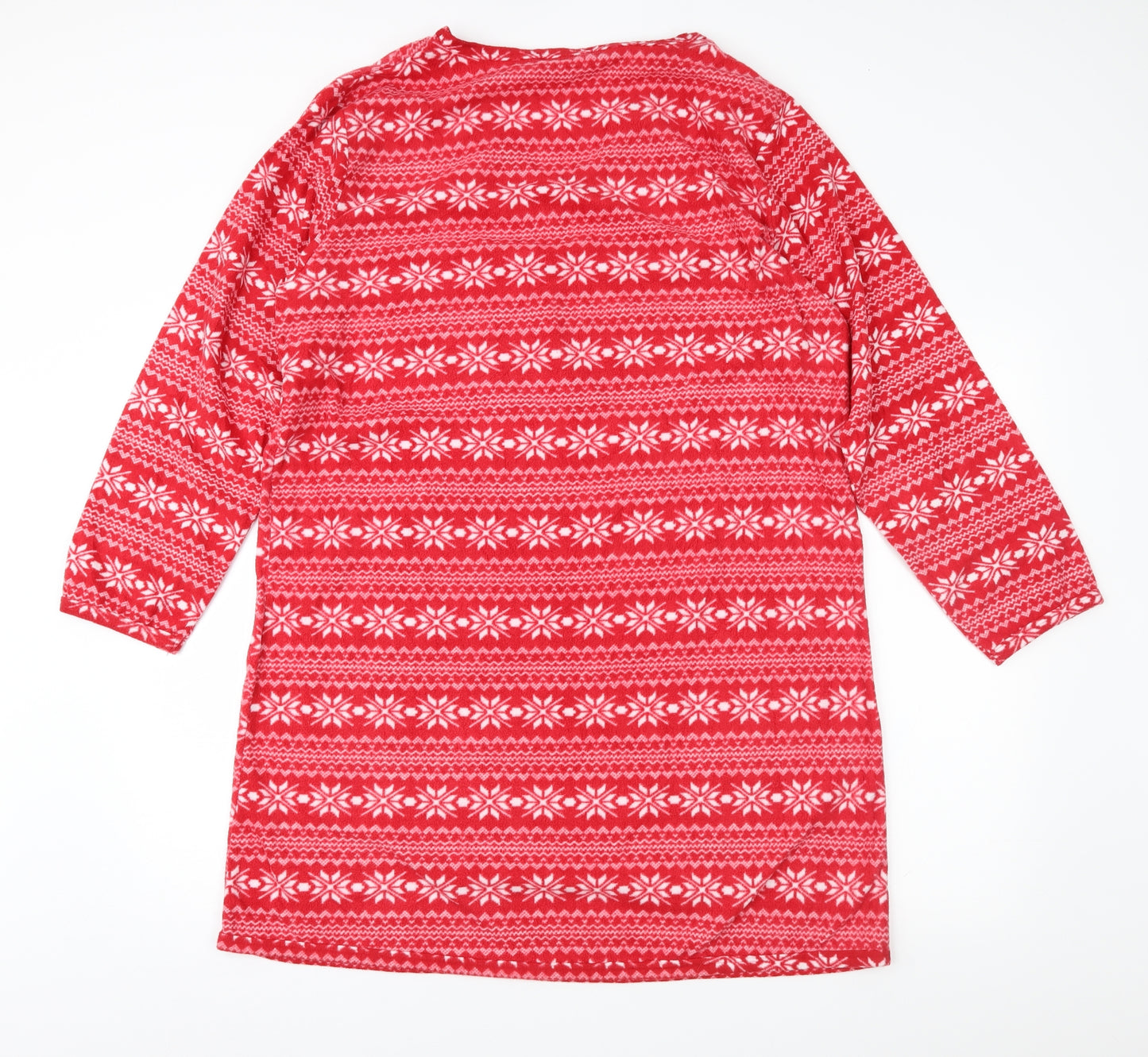E-vie Womens Red Fair Isle Fleece  Nightshirt Size 18