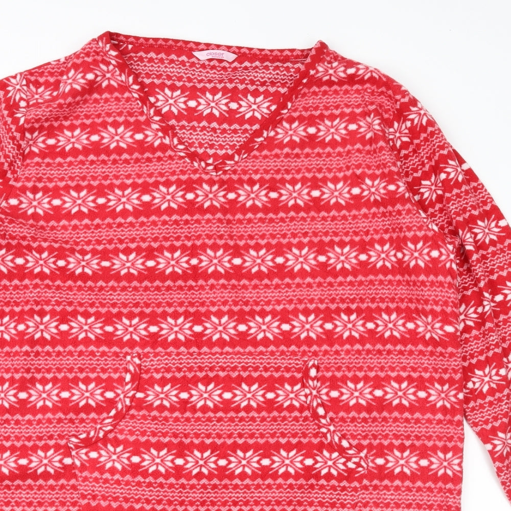 E-vie Womens Red Fair Isle Fleece  Nightshirt Size 18