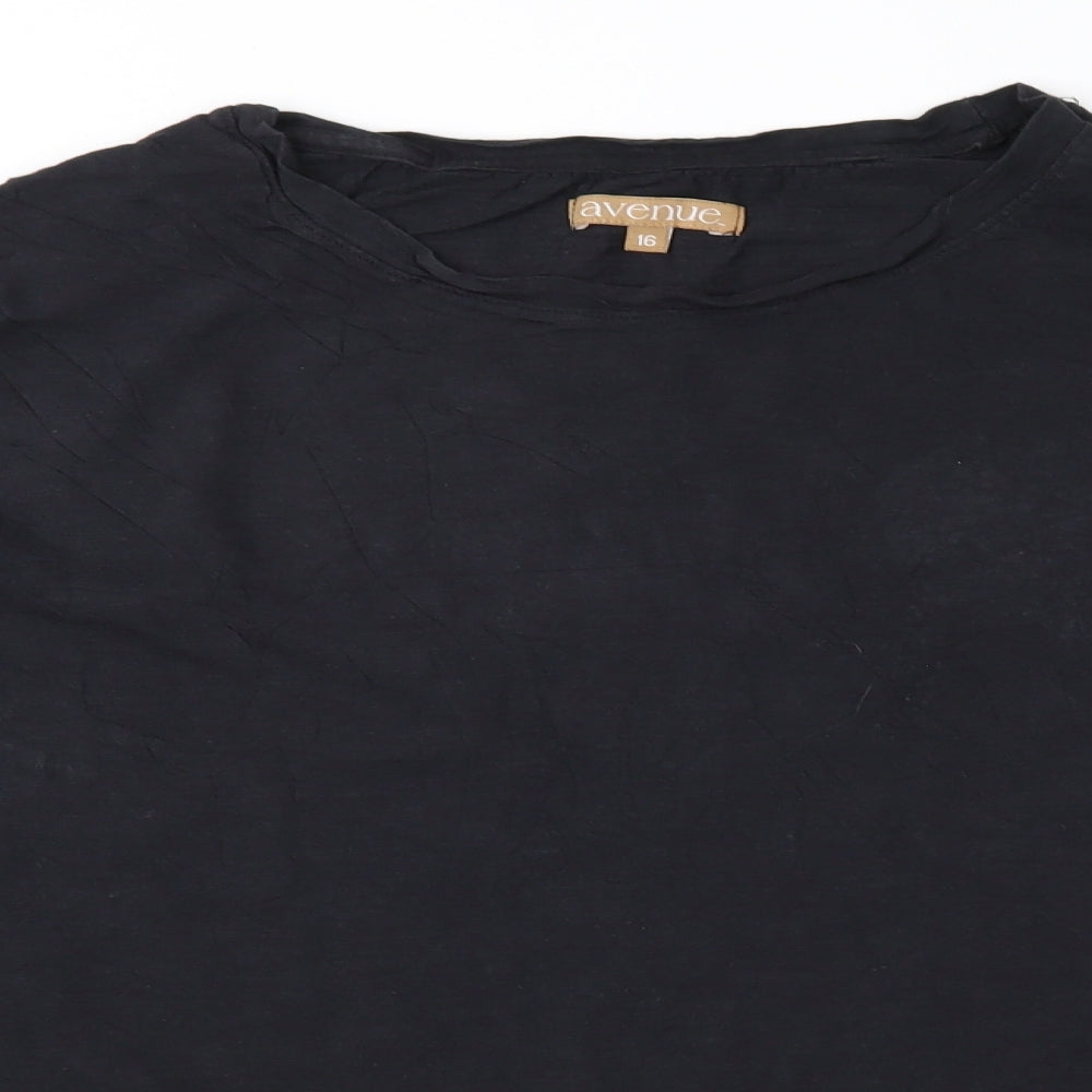 Avenue Womens Black   Basic T-Shirt Size 16