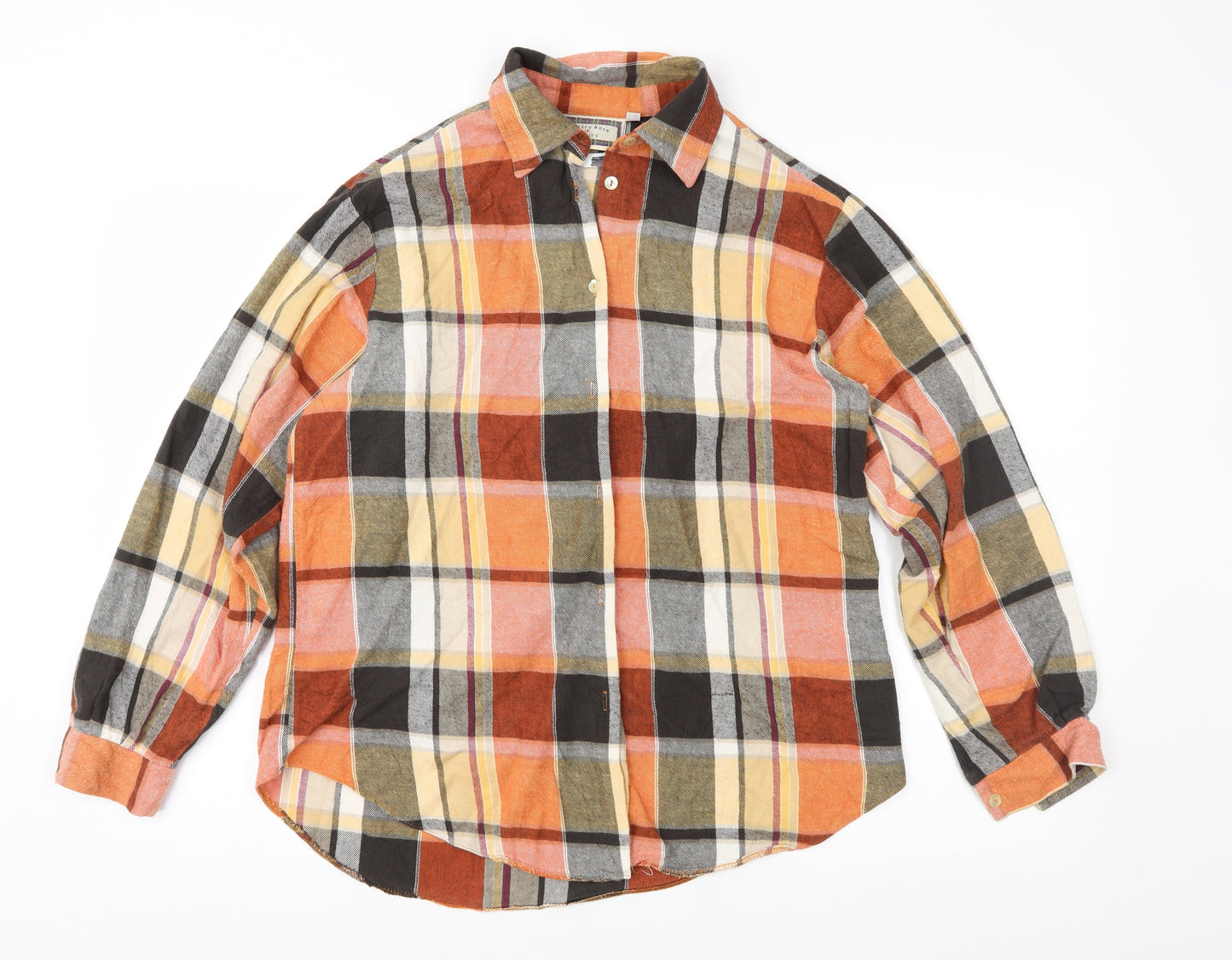 Country Rose Womens Orange Check  Basic Button-Up Size 12