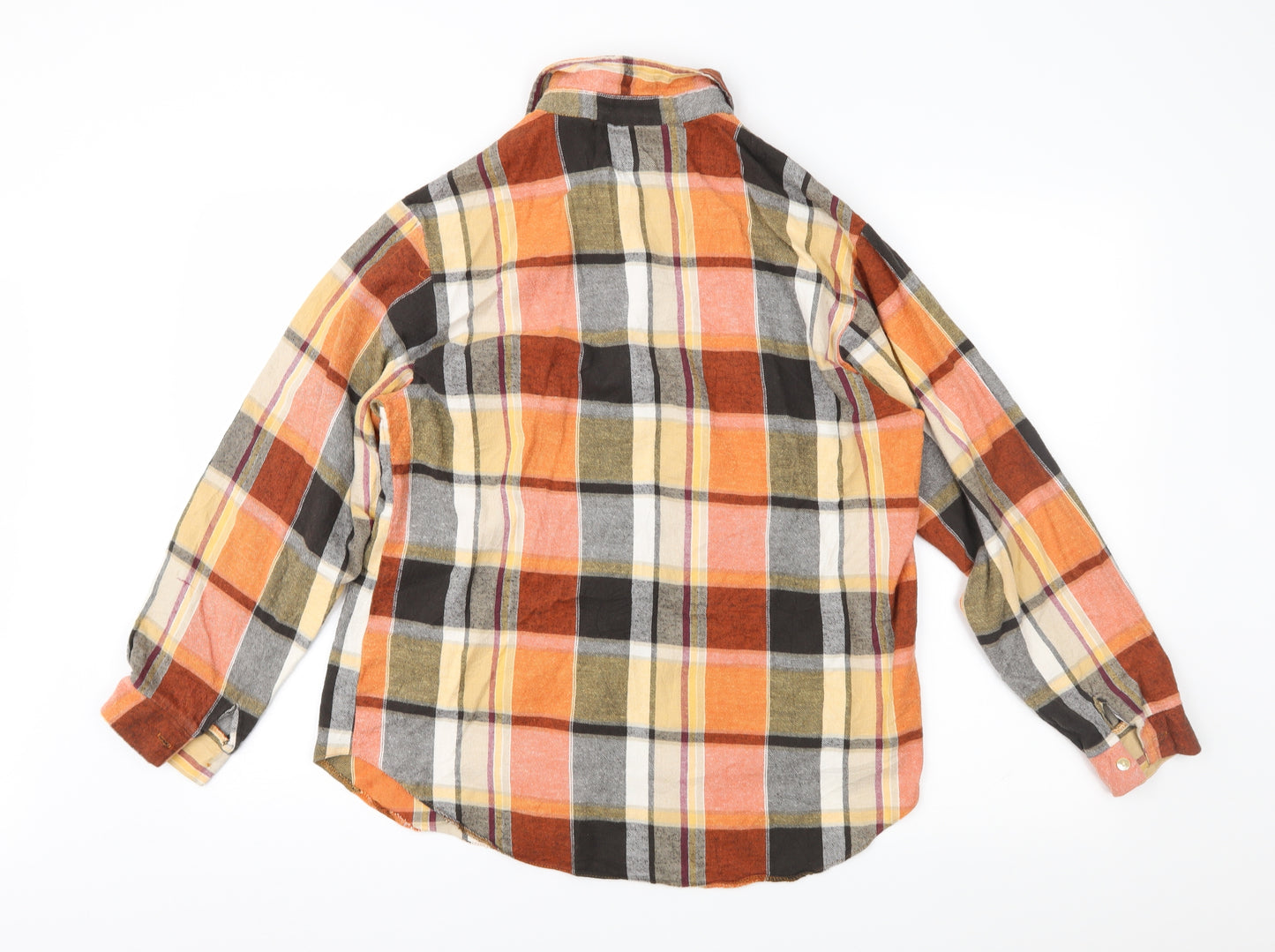 Country Rose Womens Orange Check  Basic Button-Up Size 12