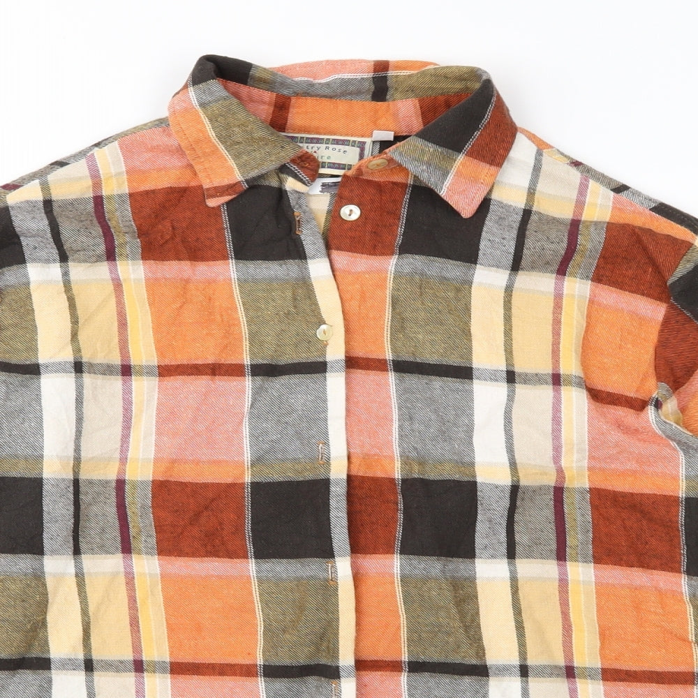 Country Rose Womens Orange Check  Basic Button-Up Size 12