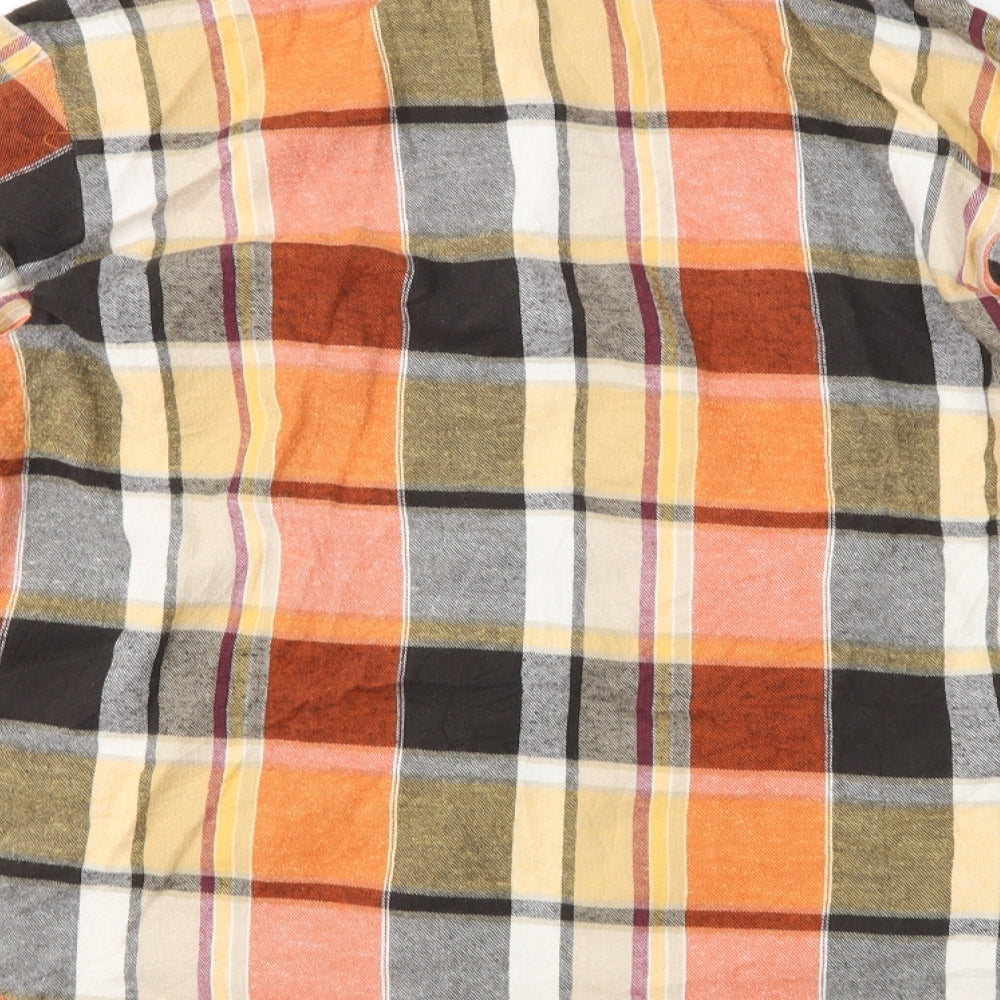 Country Rose Womens Orange Check  Basic Button-Up Size 12