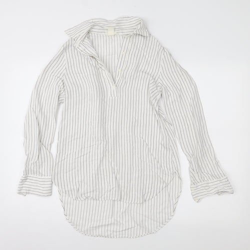 H&M Womens White Striped  Basic Button-Up Size 4