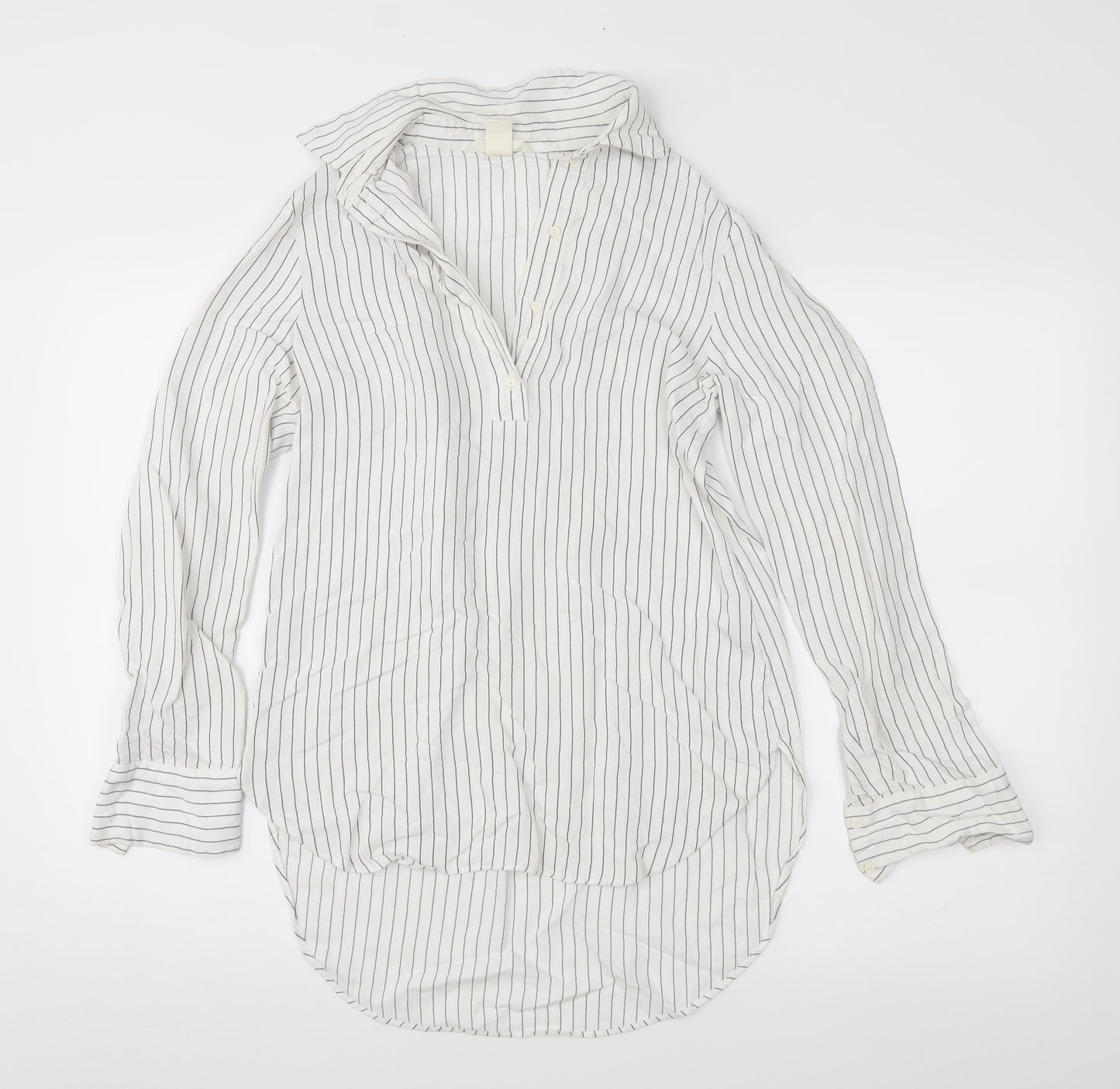 H&M Womens White Striped  Basic Button-Up Size 4