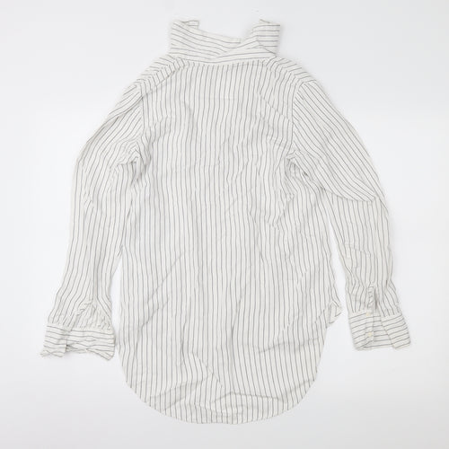 H&M Womens White Striped  Basic Button-Up Size 4