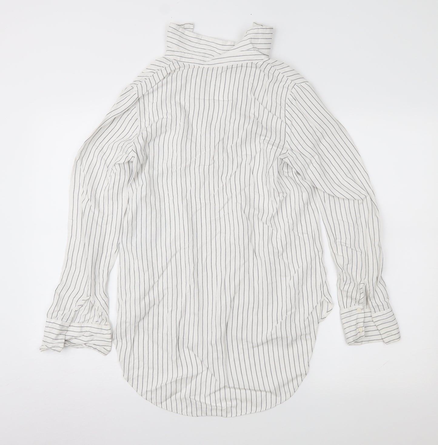 H&M Womens White Striped  Basic Button-Up Size 4