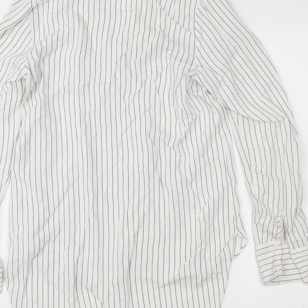 H&M Womens White Striped  Basic Button-Up Size 4