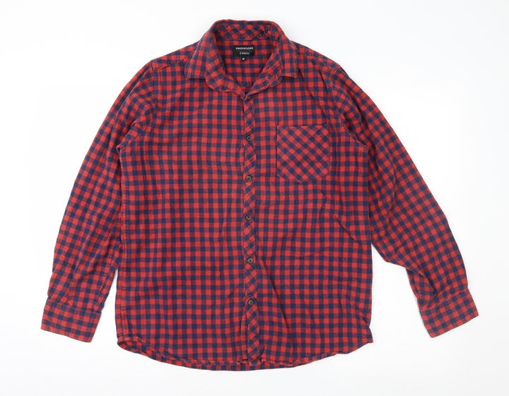 Greenwoods Mens Red Check   Button-Up Size M