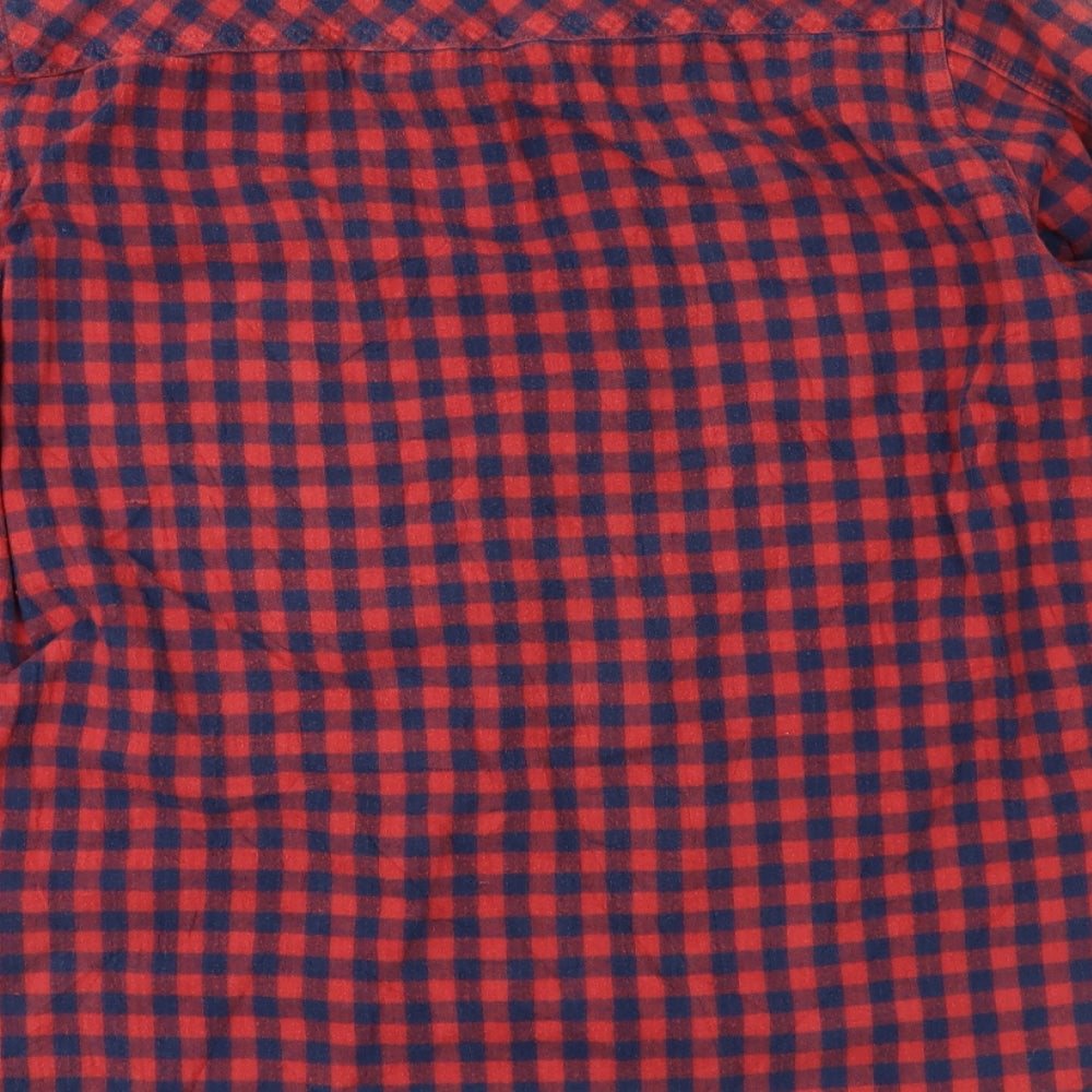 Greenwoods Mens Red Check   Button-Up Size M