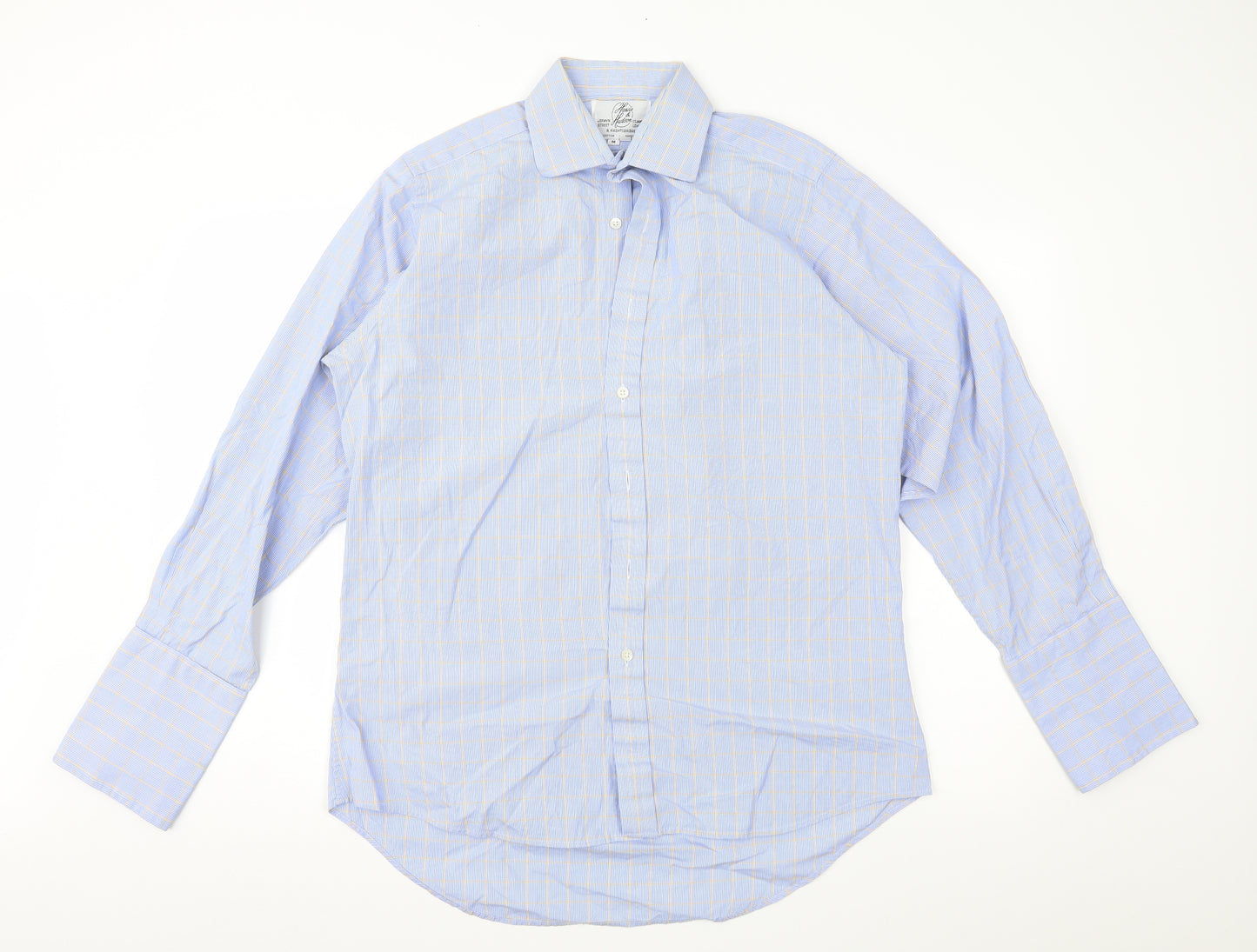 Harvie and Hudson Mens Blue Check   Button-Up Size 15.5