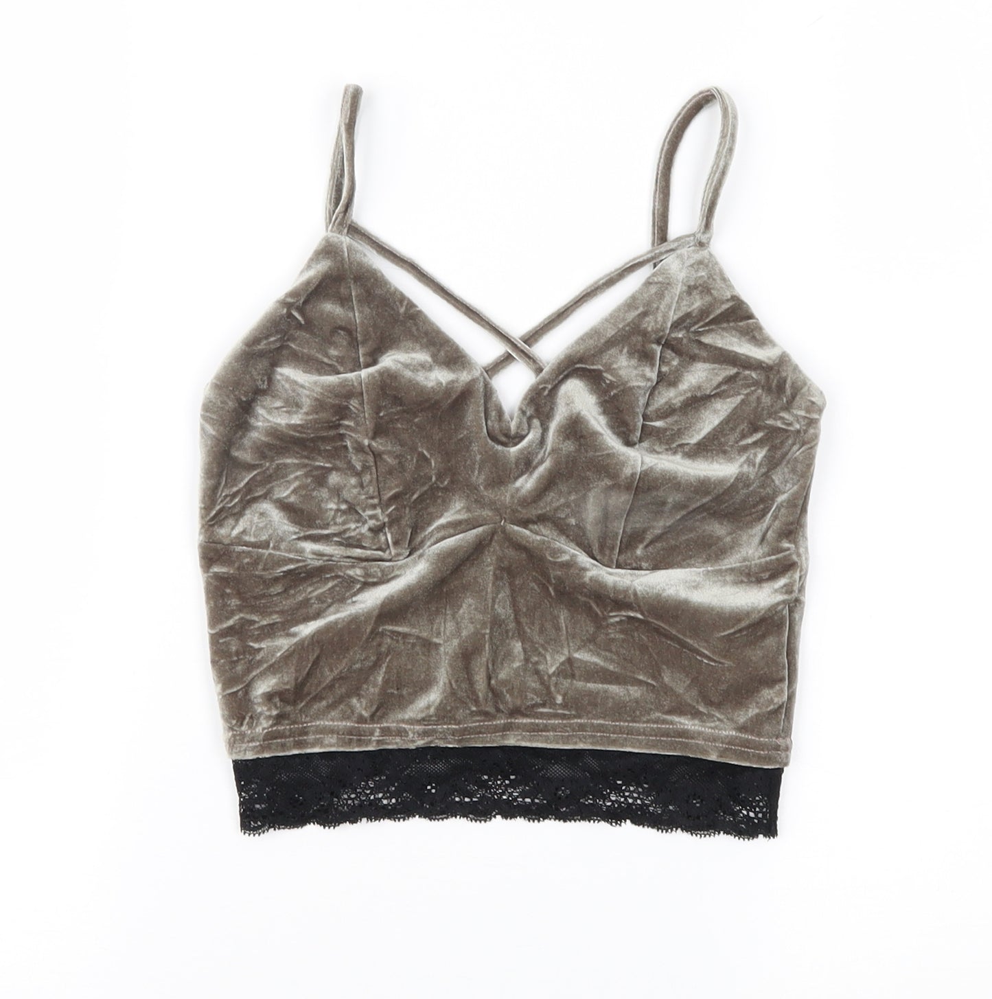 New Look Womens Grey  Velour Camisole Blouse Size 6
