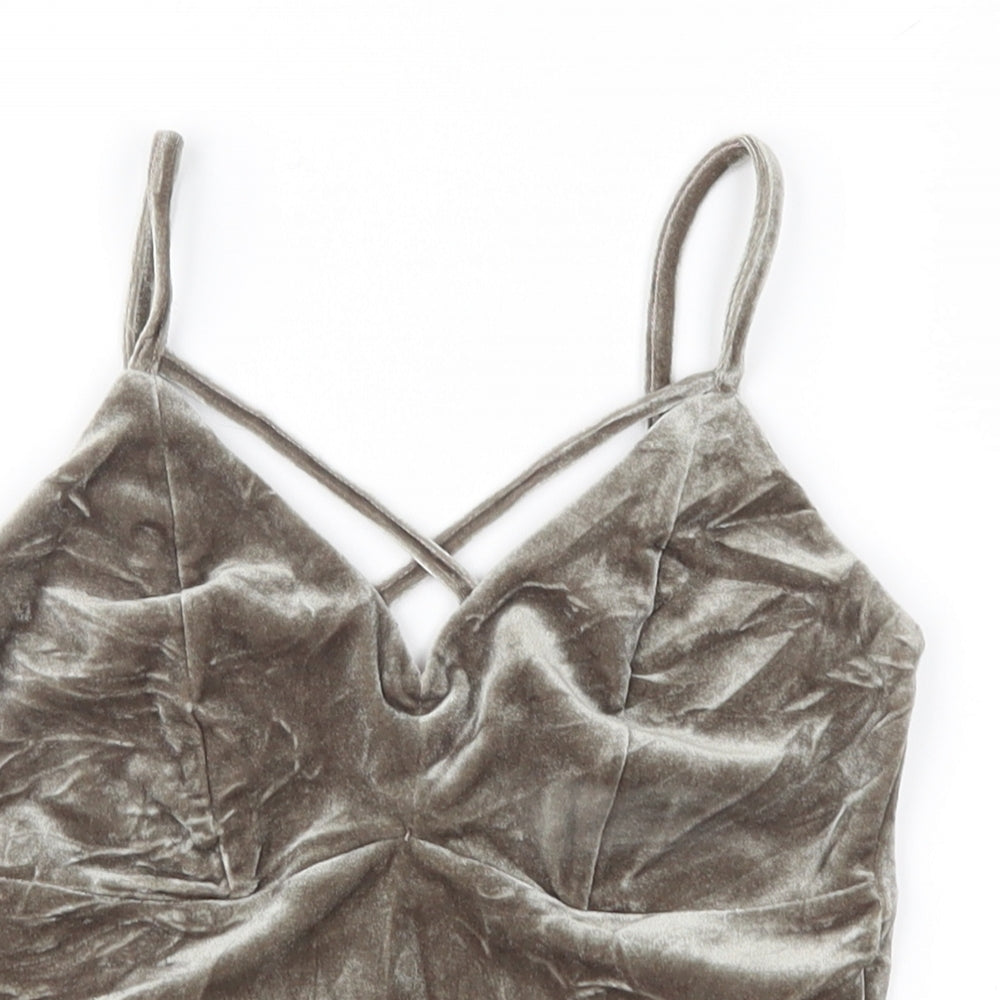 New Look Womens Grey  Velour Camisole Blouse Size 6