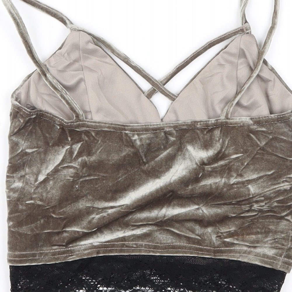 New Look Womens Grey  Velour Camisole Blouse Size 6