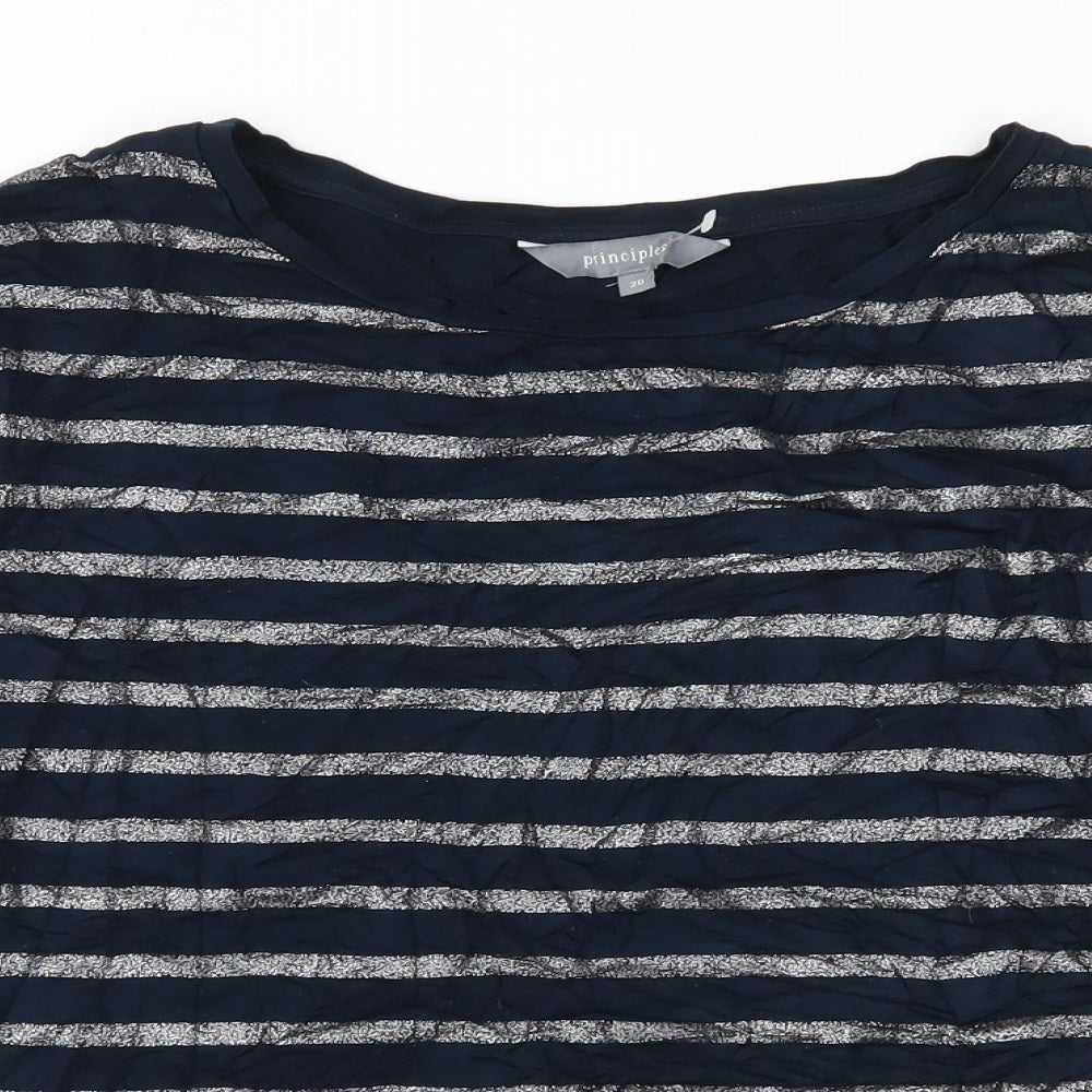 Principles Womens Blue Striped  Basic T-Shirt Size 20