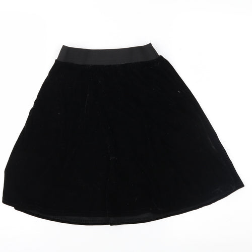 Preworn Womens Black  Velour Flare Skirt Size 26 in