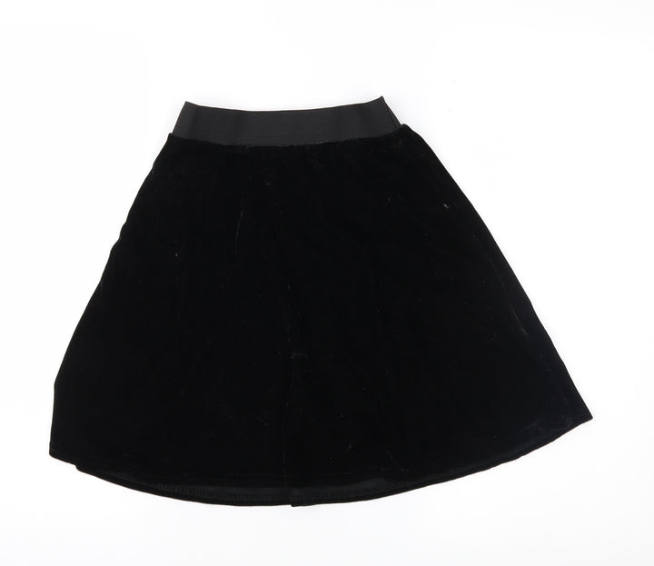 Preworn Womens Black Velour Flare Skirt Size 26 in