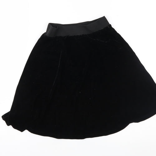 Preworn Womens Black  Velour Flare Skirt Size 26 in