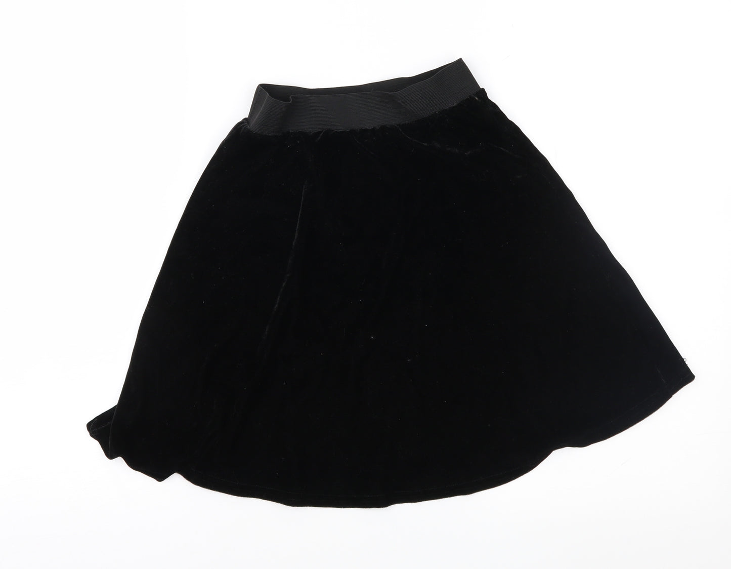 Preworn Womens Black  Velour Flare Skirt Size 26 in