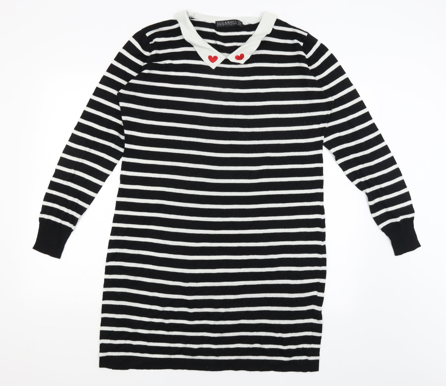 Sugarhill Womens Black Striped  Tunic T-Shirt Size 18