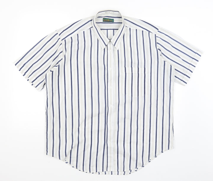 Luigi Rossi Mens White Striped   Button-Up Size XL