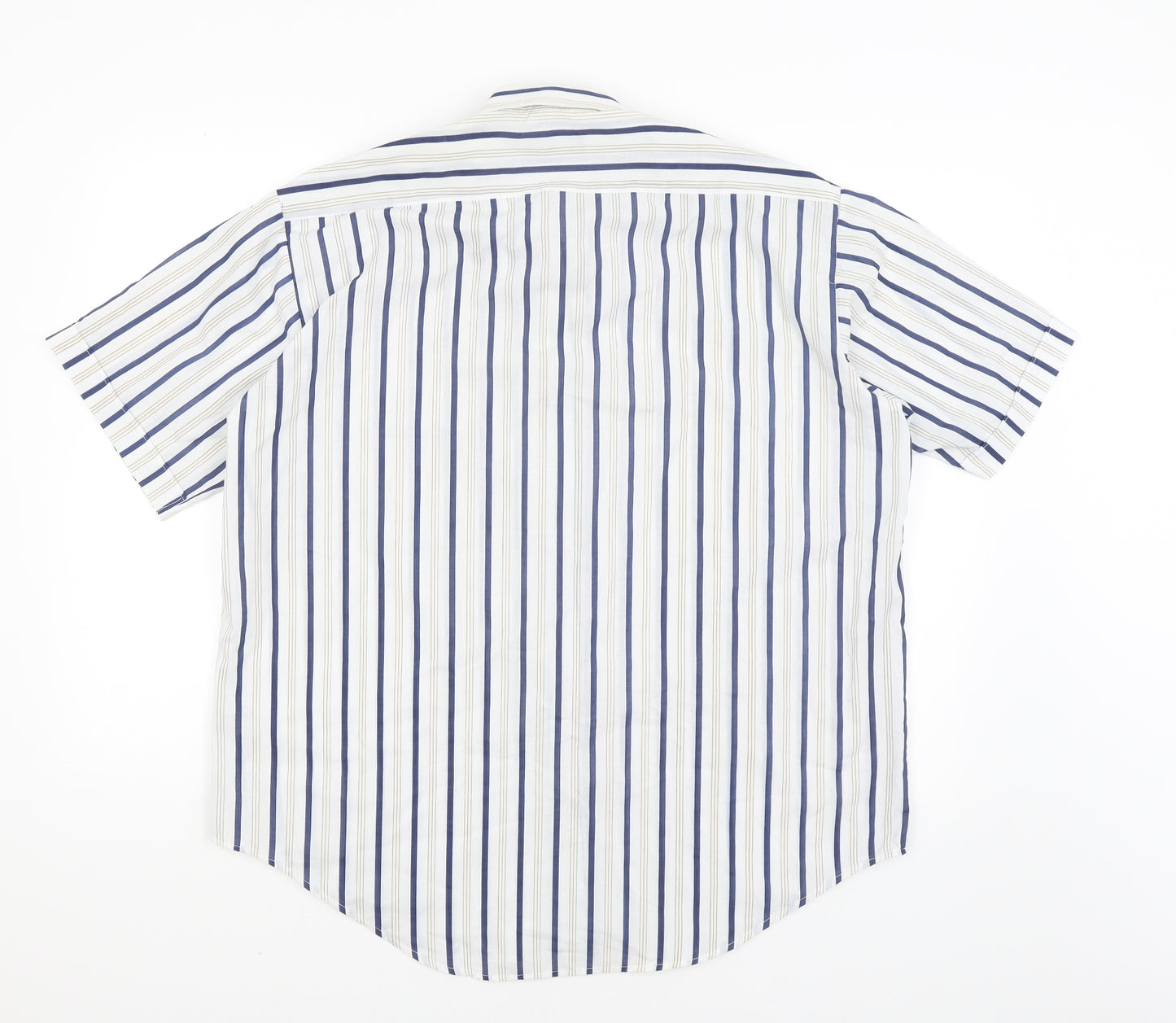 Luigi Rossi Mens White Striped   Button-Up Size XL