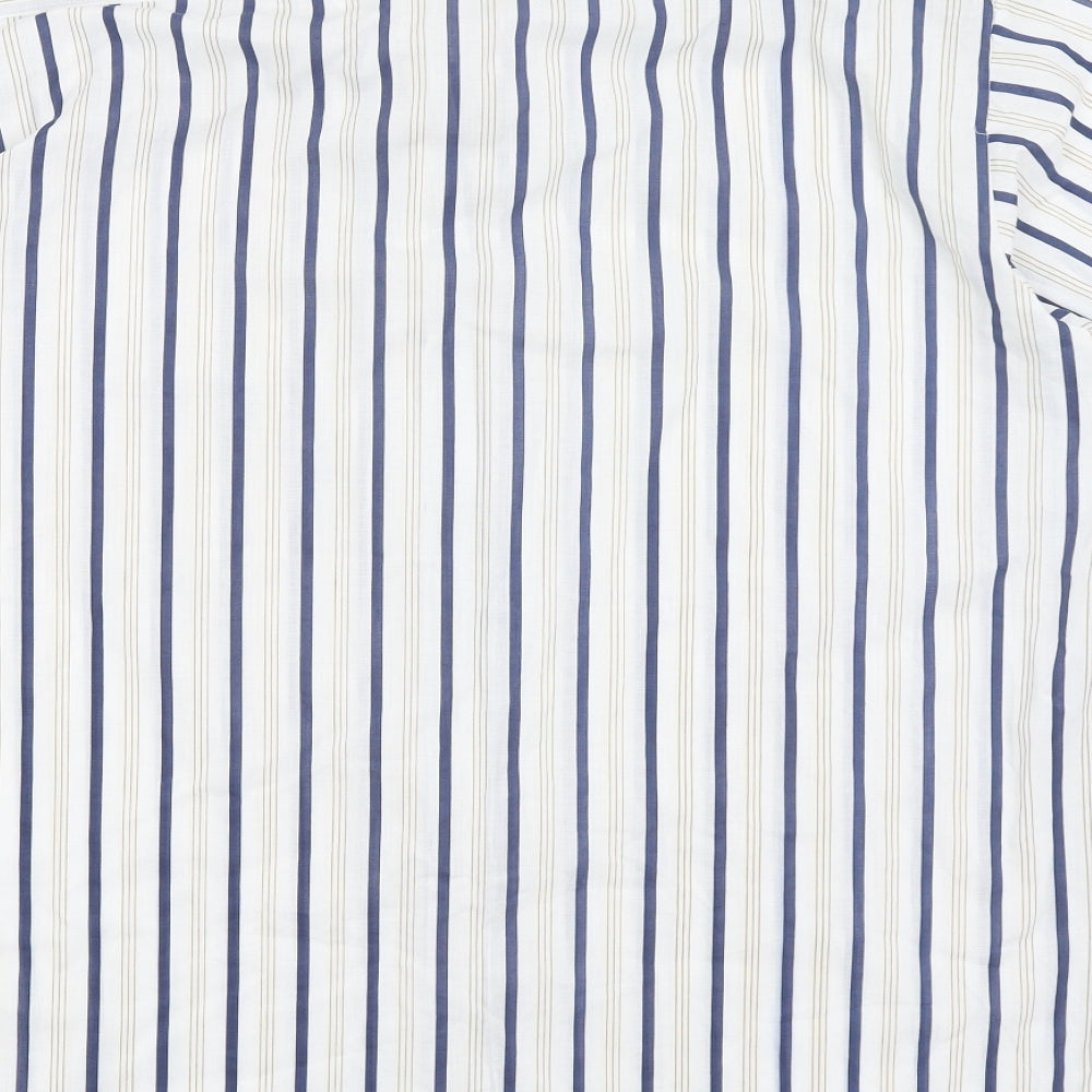 Luigi Rossi Mens White Striped   Button-Up Size XL