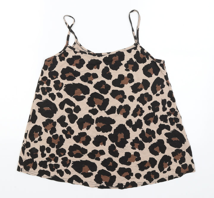 Boohoo Womens Brown Animal Print Camisole Tank Size 8
