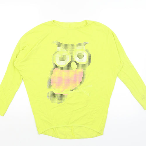 Preworn Womens Yellow   Basic T-Shirt Size 10  - owl